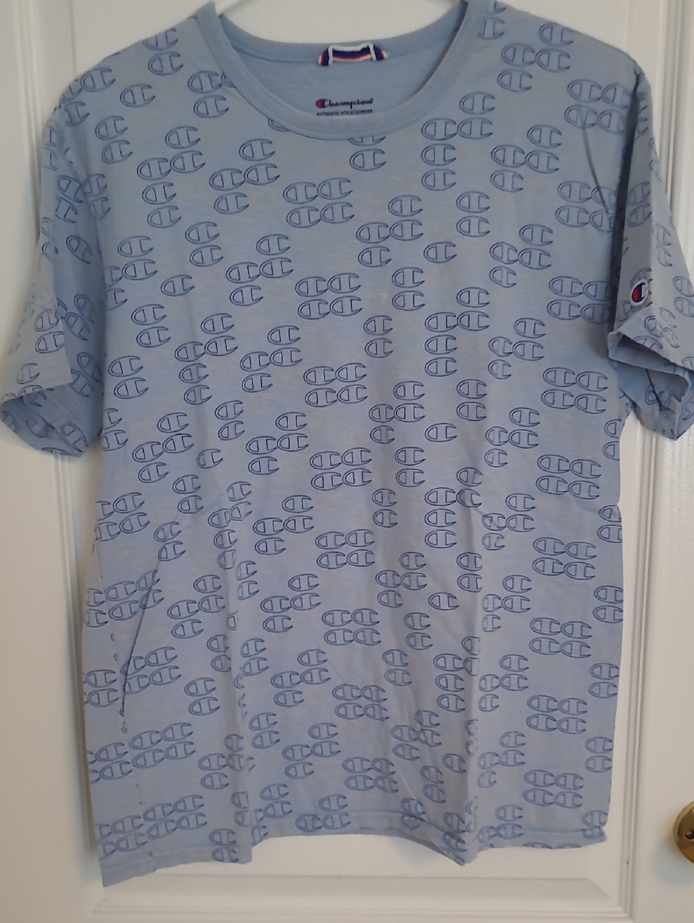 Champion Light Blue Allover Logo Tee